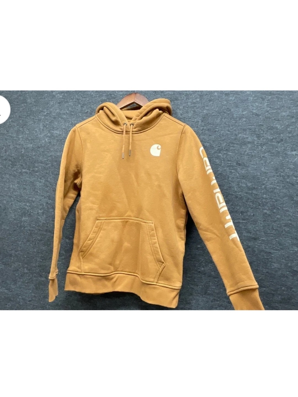 CarharttBrown Relaxed Fit Graphic Sleeve HoodieSize M (8-10)